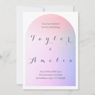 Invitation Mariage moderne Boho Arch rose Lilac Ombre