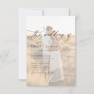 Invitation Mariage Moderne Boho avec Overlay Vélin et Code QR