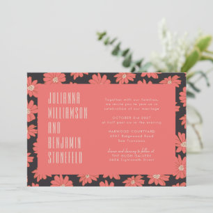 Invitation Mariage moderne Boho élégant rouge Floral