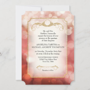 Invitation Mariage moderne Bokeh Sparkle Twinkle Marsala