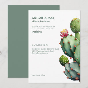 Invitation Mariage Moderne Cactus Tropical Sauge Riche