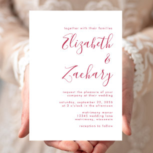 Invitation Mariage Moderne Calligraphié Magenta