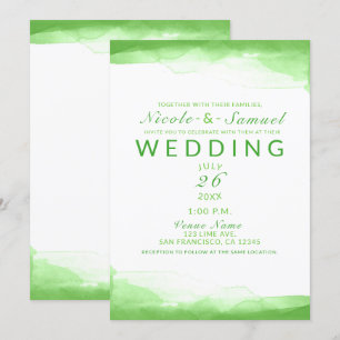 Invitation Mariage Moderne Chic à l'Aquarelle Vert Citron Cla