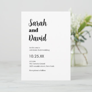 Invitation Mariage moderne chic et moderne noir et blanc