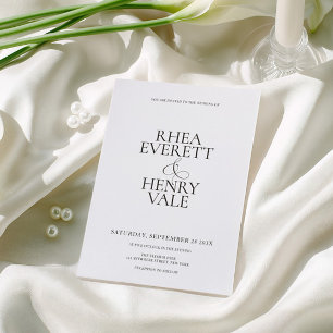 Invitation Mariage Moderne Classique Noir & Blanc 