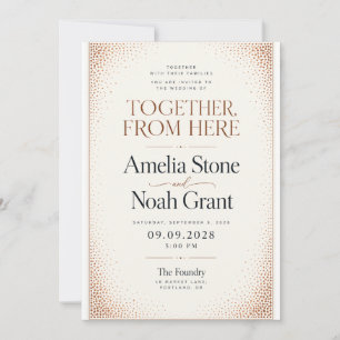 Invitation Mariage Moderne Confetti Cuivre