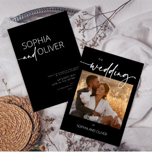 Invitation Mariage moderne contemporain noir et blanc