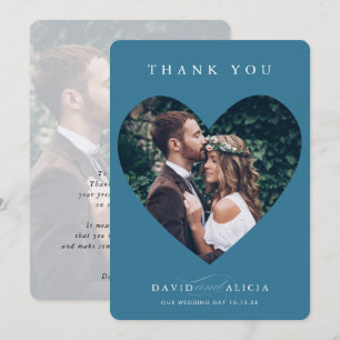 Invitation MARIAGE MODERNE couple photo cadre coeur denim ble