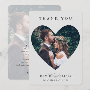 Invitation MARIAGE MODERNE couple photo cadre coeur gris pâle