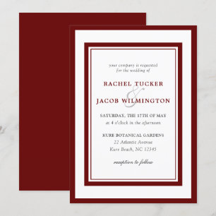 Invitation Mariage moderne de la frontière rouge foncé
