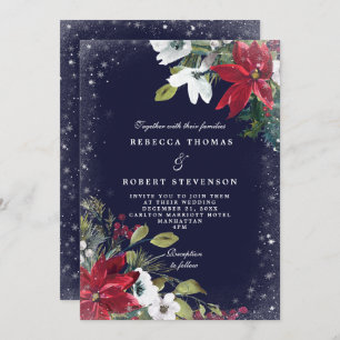 Invitation mariage moderne de la marine de mariage d'hiver