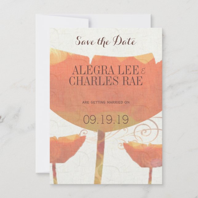 Invitation Mariage moderne du coquelet de corail Enregistrer  (Devant)