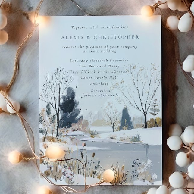Invitation Mariage moderne du lac d'hiver (Créateur téléchargé)