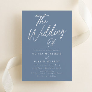 Invitation Mariage moderne Dusty Blue Script