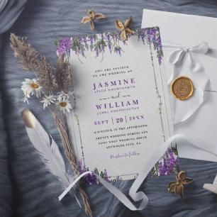 Invitation Mariage Moderne Élégant Aquarelle Violet Lavande