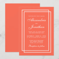 Mariage moderne élégant Corail et cadres blancs