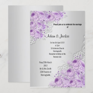 Invitation Mariage MODERNE ÉLÉGANT DE LACE Florale Argent