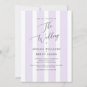 Invitation Mariage Moderne & Élégant II avec Rayure Lavande