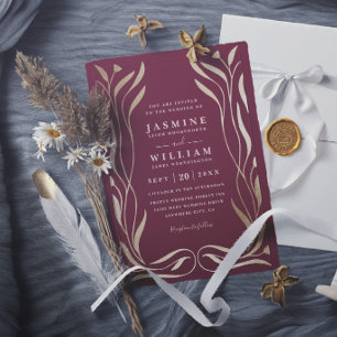 Invitation Mariage Moderne Élégant Luxueux Floral Bohème
