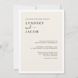 Invitation Mariage moderne élégant noir et crème