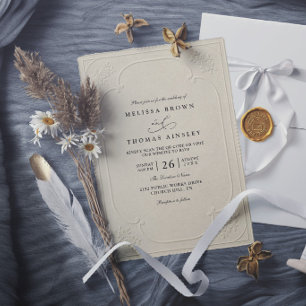 Invitation Mariage Moderne Élégant Orné avec Embossage Vintag