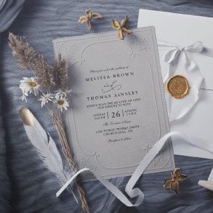 Invitation Mariage Moderne Élégant Orné avec Embossage Vintag