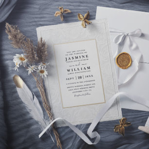 Invitation Mariage Moderne Élégant Vintage Relief Orné