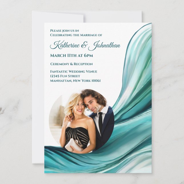 Invitation Mariage moderne-Emerald Green-Photo- (Devant)