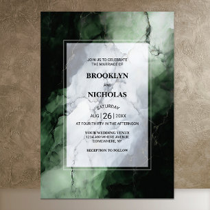 Invitation Mariage moderne en marbre vert
