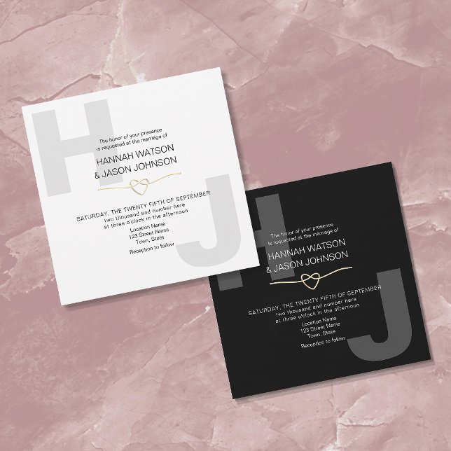 Invitation Mariage Moderne en Typographie Gras Noir et Blanc  (Créateur téléchargé)