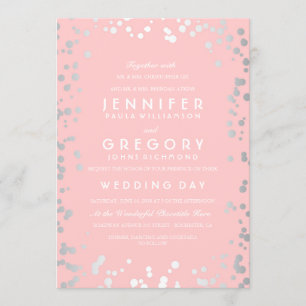 Invitation Mariage moderne et élégant de rose argenté de