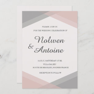 Invitation Mariage moderne et élégant, gris rose pâle