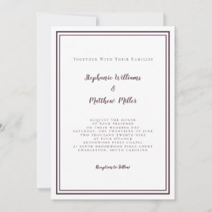 Invitation Mariage moderne et RSVP QR Code Détails Violet