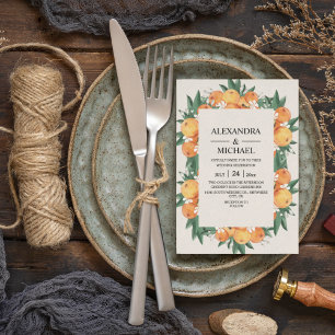 Invitation Mariage Moderne Fleur d'Orange avec Feuillage à l'