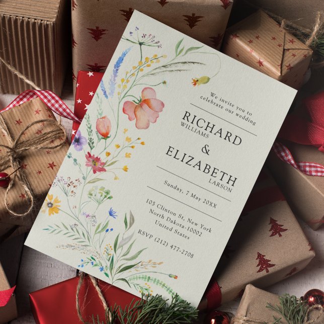 Invitation Mariage moderne Fleur sauvage minimal élégant (Créateur téléchargé)