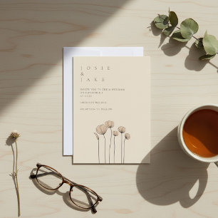 Invitation Mariage moderne fleur sauvage simple