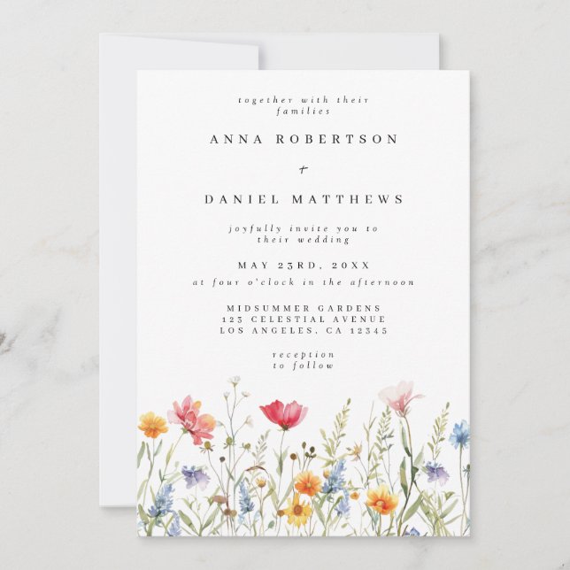 Invitation Mariage moderne Floral QR Code (Devant)