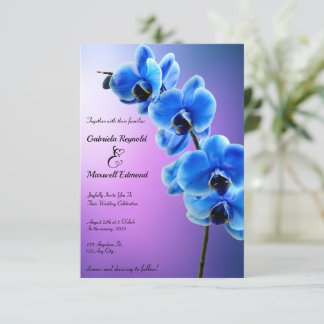 Invitation Mariage moderne Floral Sky Blue Orchidées