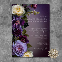 Mariage Moderne Floral Violet Lavande Sombre et Él