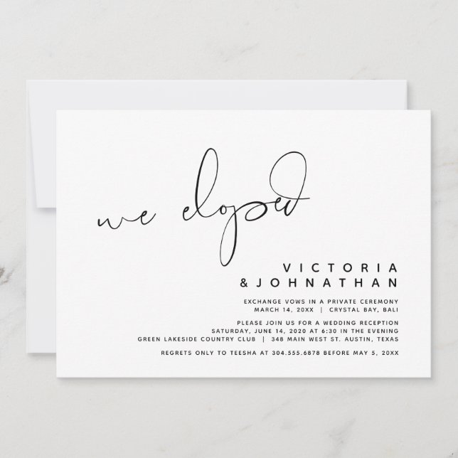 Invitation Mariage Moderne Fugace, Surprise, nous nous sommes (Devant)