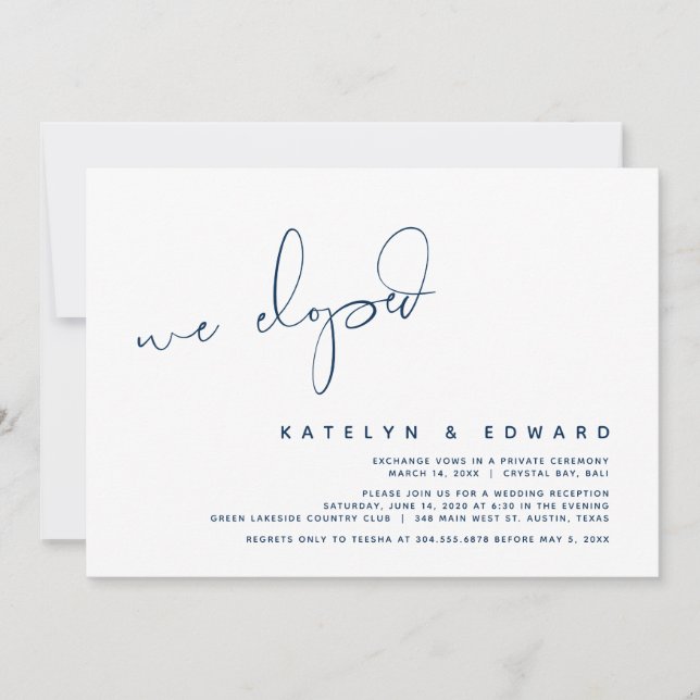 Invitation Mariage Moderne Fugace, Surprise, nous nous sommes (Devant)