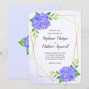 Invitation Mariage moderne géométrique violet Hydrangea