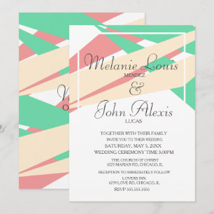 Invitation Mariage Moderne Gras Abstrait Coloré Corail Citron