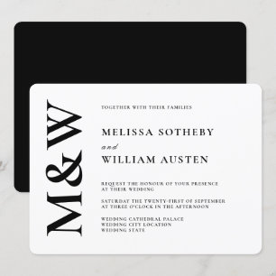 Invitation Mariage moderne Gras noir et blanc