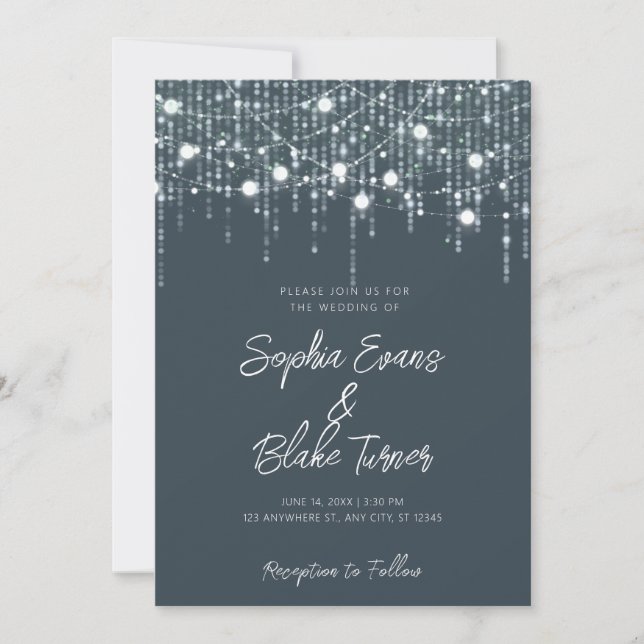 Invitation Mariage moderne gris foncé et blanc (Devant)