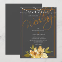 Mariage moderne gris, jaune et cuivre