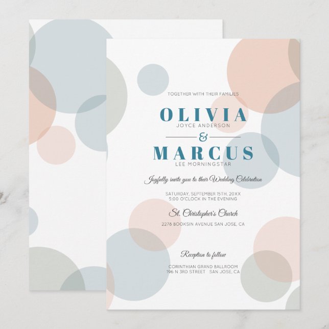 Invitation Mariage Moderne Gros Gras Points Confetti (Devant / Derrière)