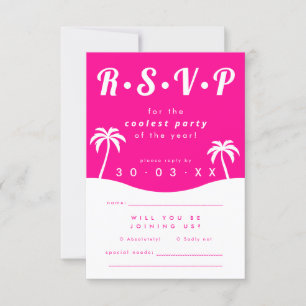 Invitation Mariage moderne Hot Pink Beach RSVP