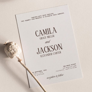 Invitation Mariage Moderne Ivoire et Marron 