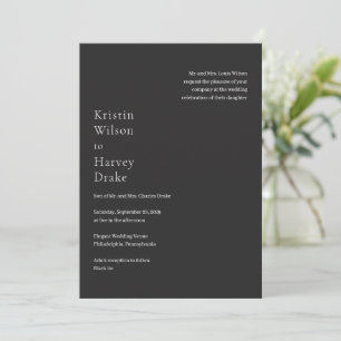 Invitation Mariage moderne Kristin Charcoal